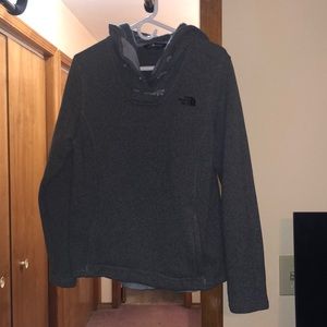 Gray Northface pull over hoodie.